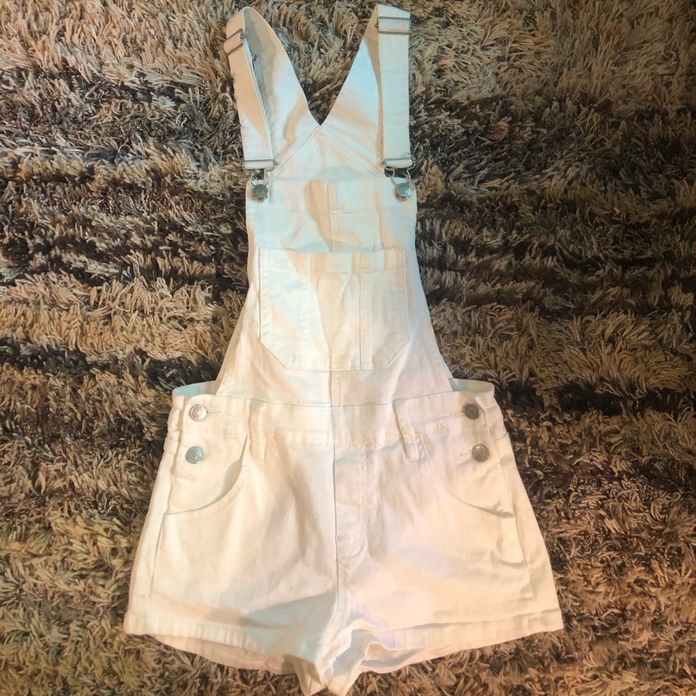 White suspender shorts